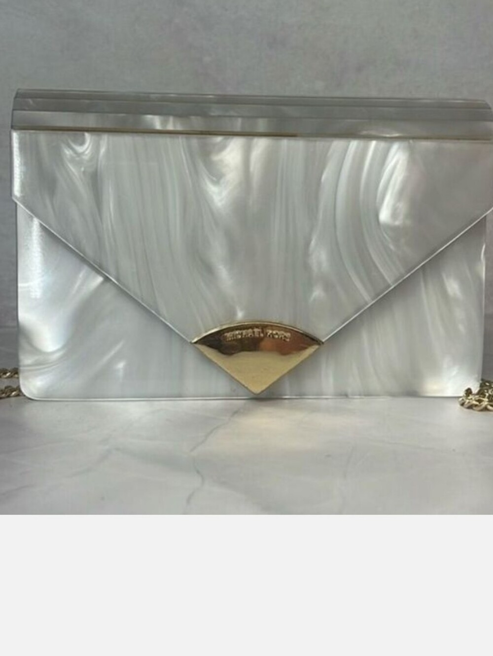 Michael Kors Barbara Resin Envelope Crossbody Optic White